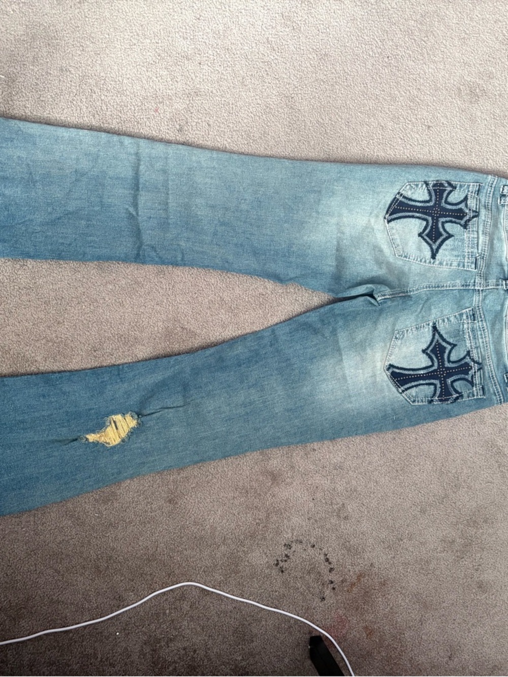 Light Blue Bootcut Women's Jeans with Embroidered Back Pockets